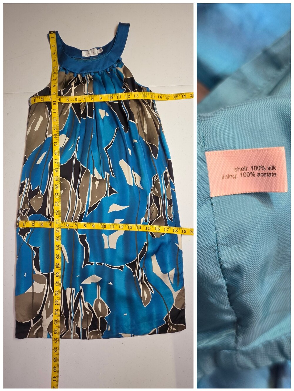Silk The Limited Blue Abstract Print Sleeveless Midi Dresd - Picture 11 of 11